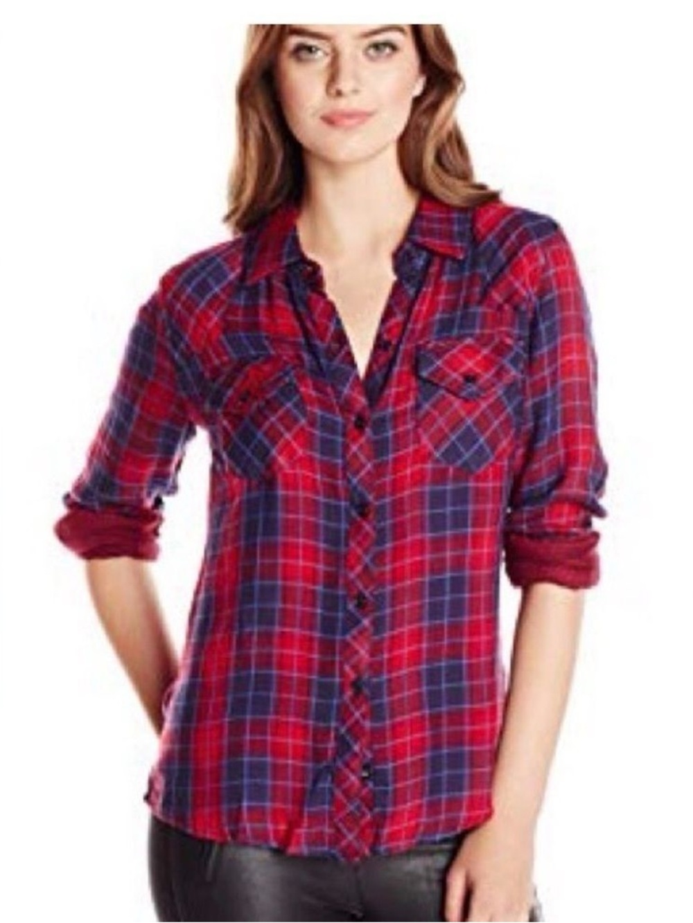 Rails Kendra Soft Plaid Casual Red Plaid Button-Down Shirt Holiday Cabincore